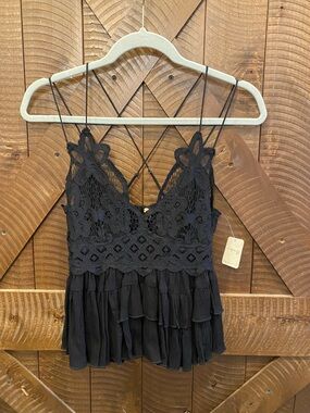 Free People NWT Adella Cami in Black Size Small